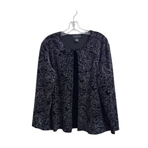 Elementz Womens XL Twofer Set Velvet Paisley Glitter Cardigan and Shell Blackl